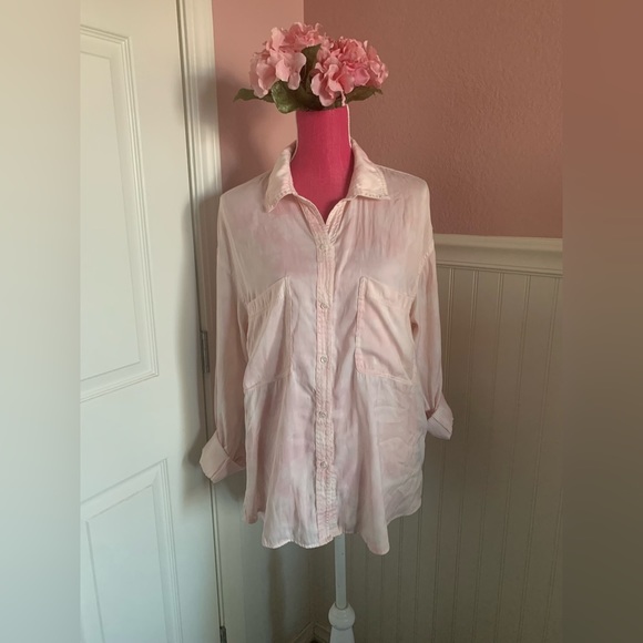 We the Free Pink Button Down Long Sleeved Shirt - Picture 1 of 5